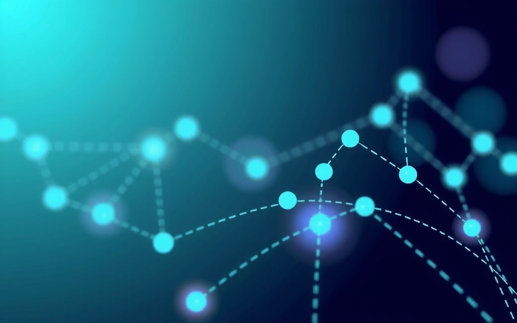 Digital illustration of various data points connecting, representing data collection